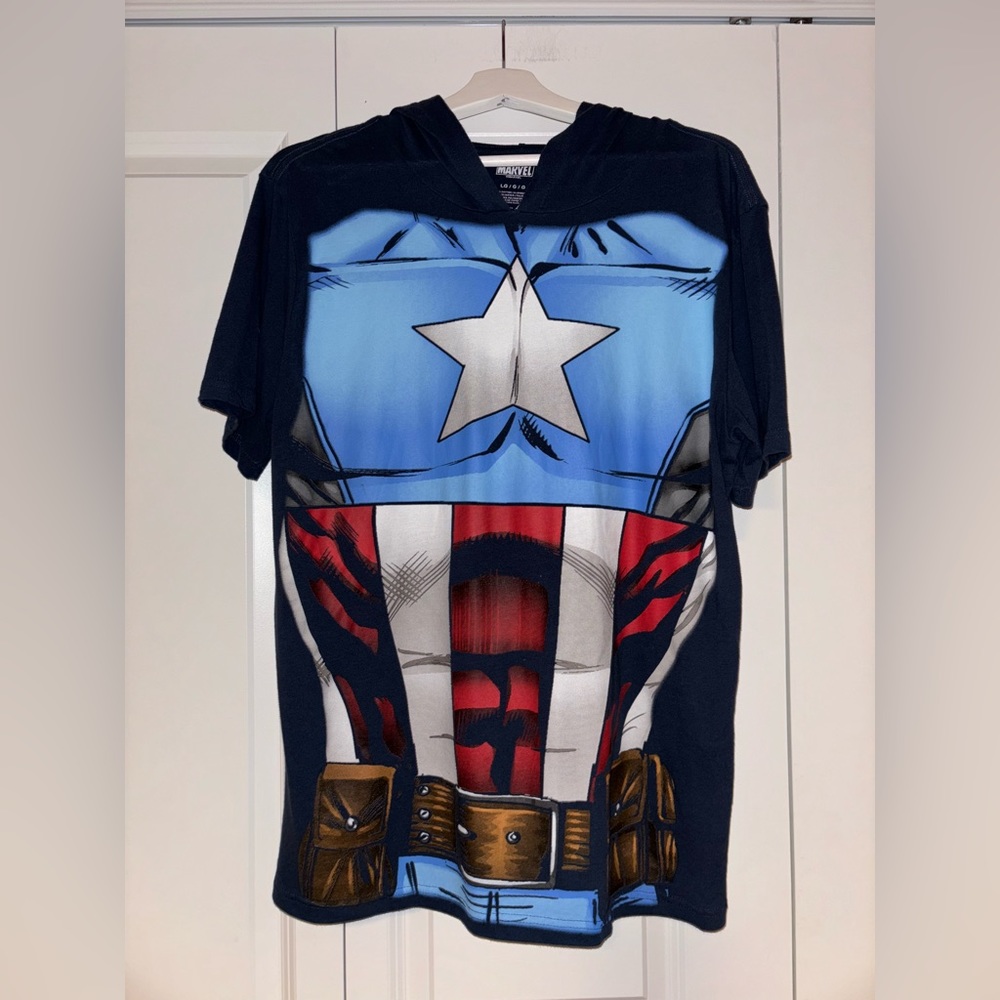 Marvel Captain America Hooded Short Sleeve T-Shirt